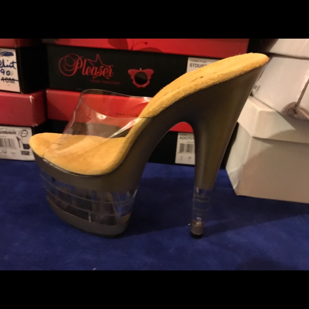 Gold and clear heels